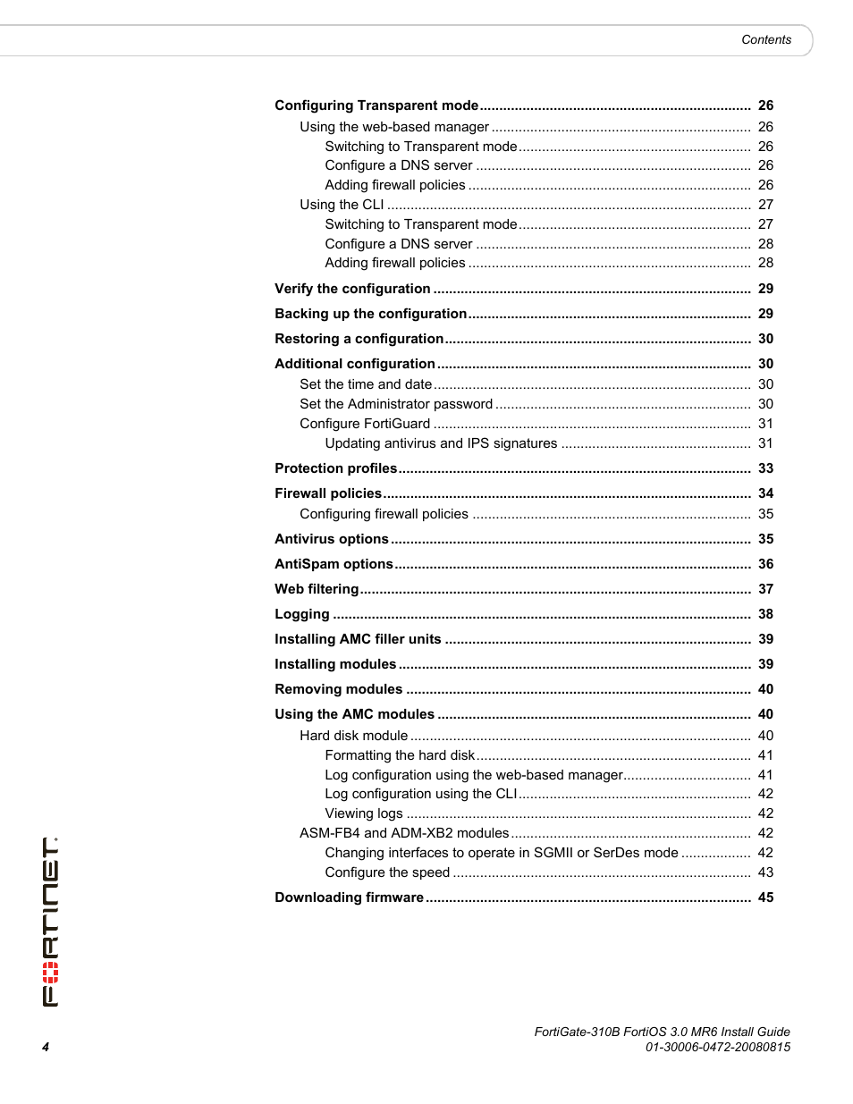 Fortinet FortiGate 310B User Manual | Page 4 / 62