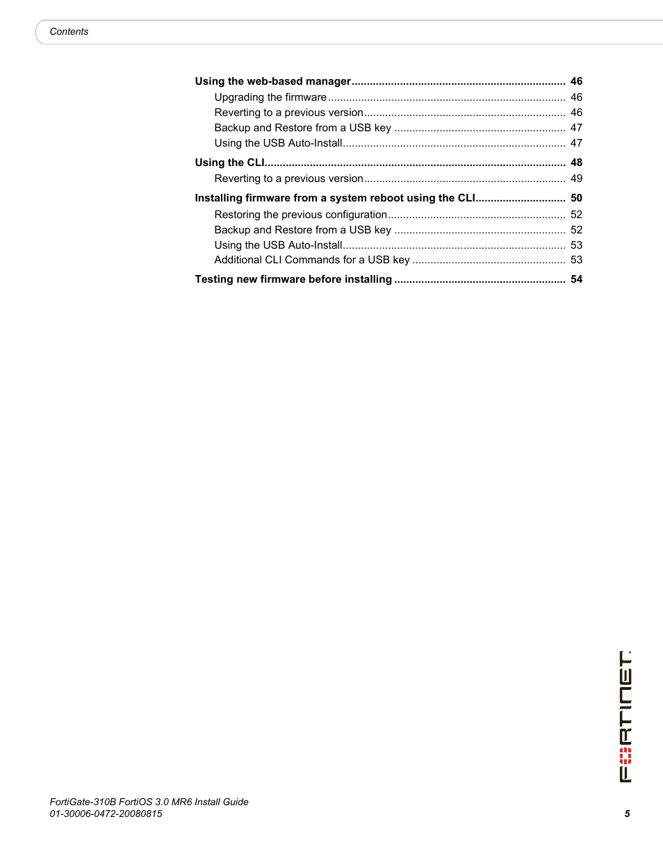 Fortinet FortiGate 310B User Manual | Page 5 / 62