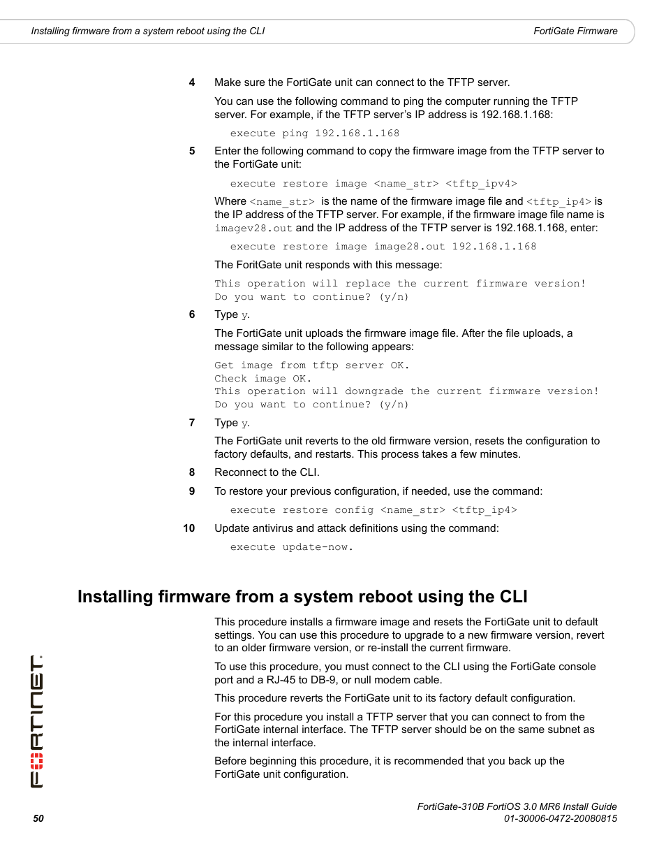 Fortinet FortiGate 310B User Manual | Page 50 / 62