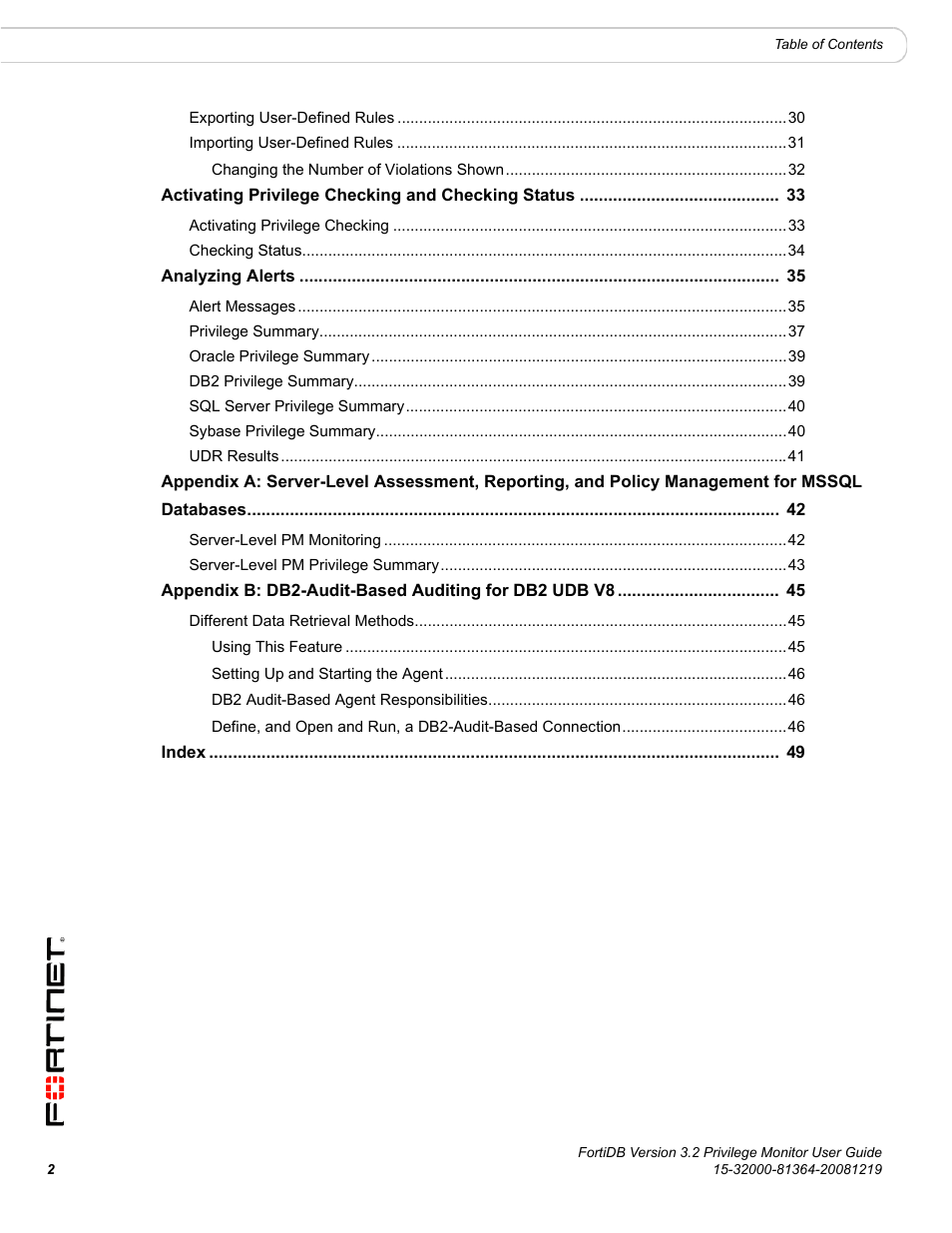 Fortinet FortiDB User Manual | Page 4 / 52