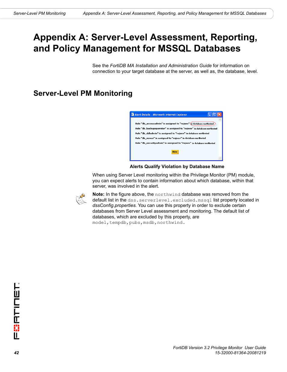 Server-level pm monitoring | Fortinet FortiDB User Manual | Page 44 / 52