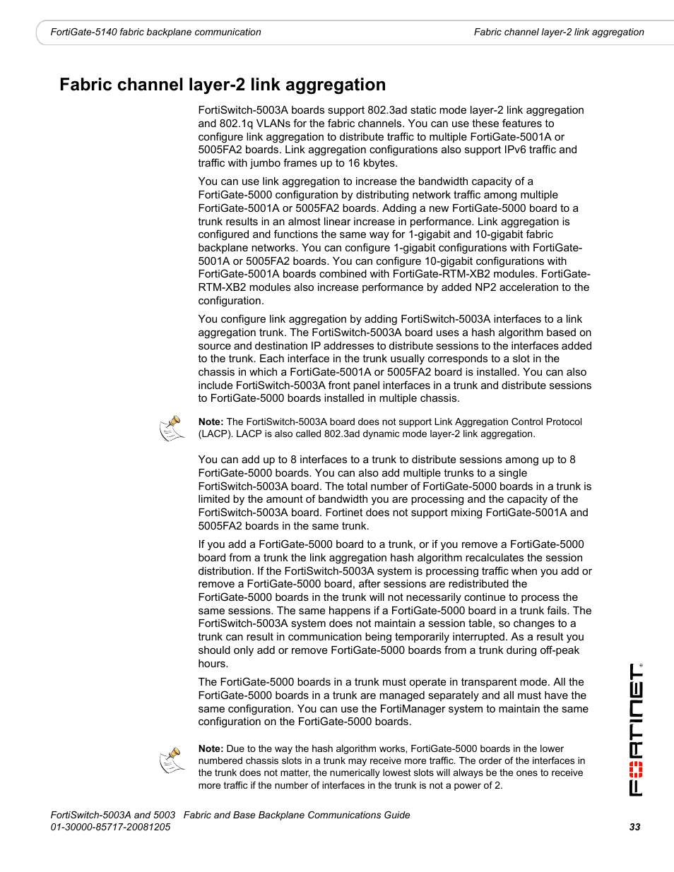 Fabric channel layer-2 link aggregation, N). see, Fabric channel layer-2 link | Fortinet 5003 User Manual | Page 33 / 128