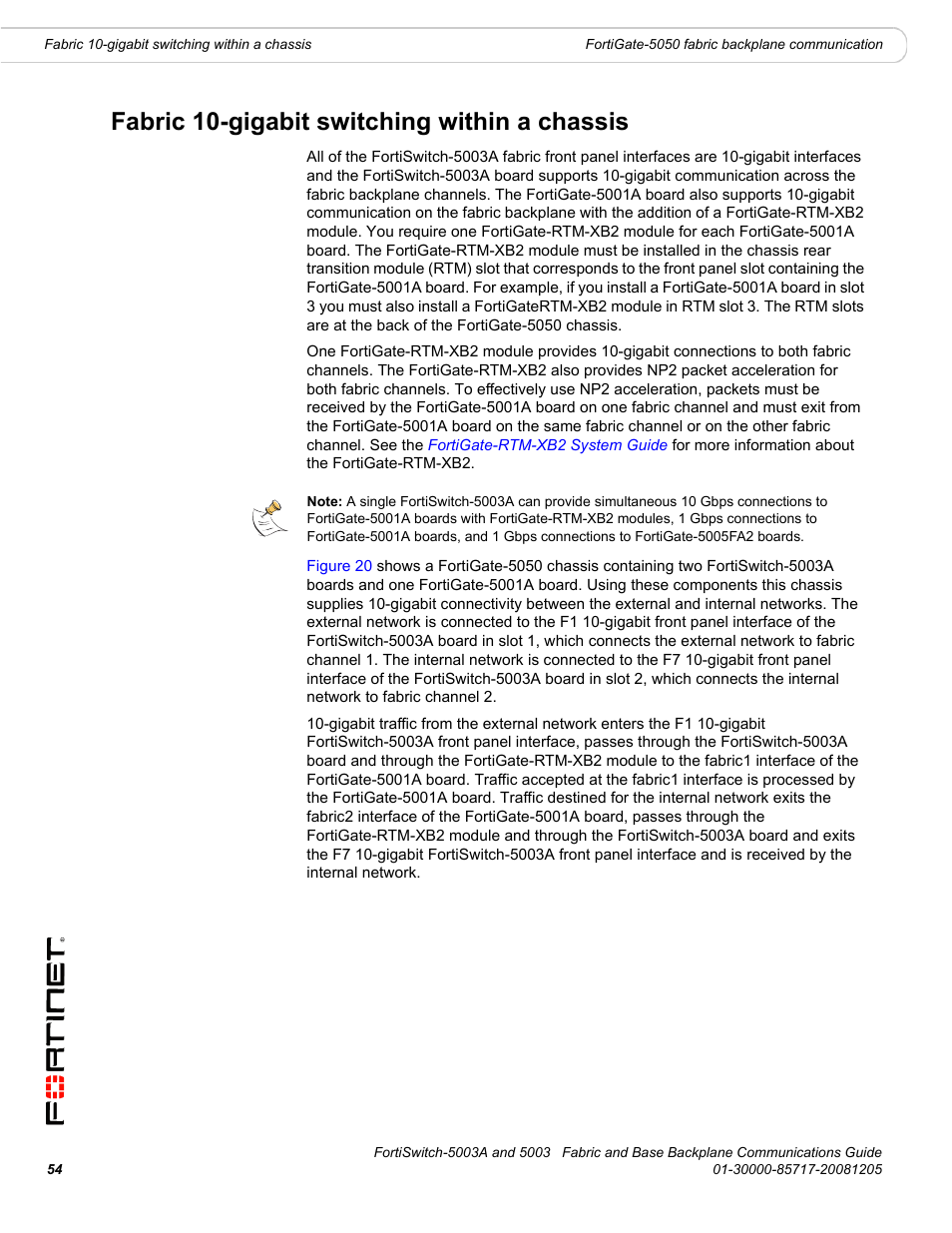 Fabric 10-gigabit switching within a chassis | Fortinet 5003 User Manual | Page 54 / 128