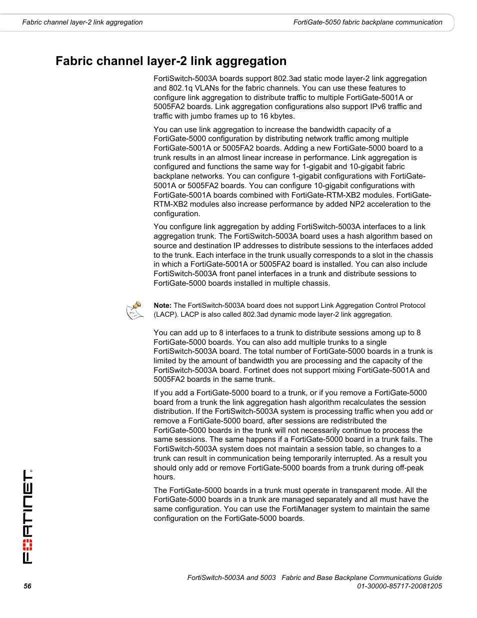 Fabric channel layer-2 link aggregation | Fortinet 5003 User Manual | Page 56 / 128