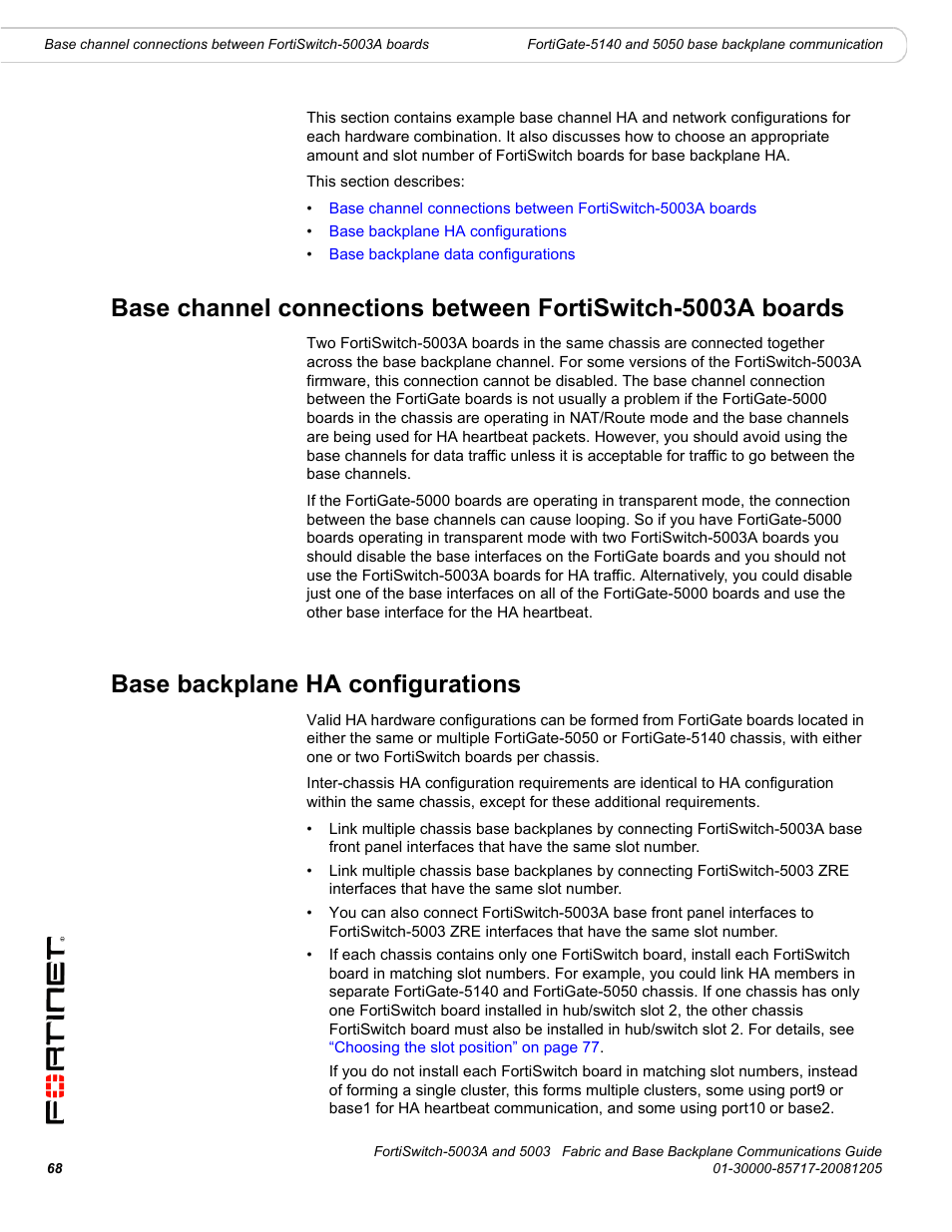 Base backplane ha configurations | Fortinet 5003 User Manual | Page 68 / 128