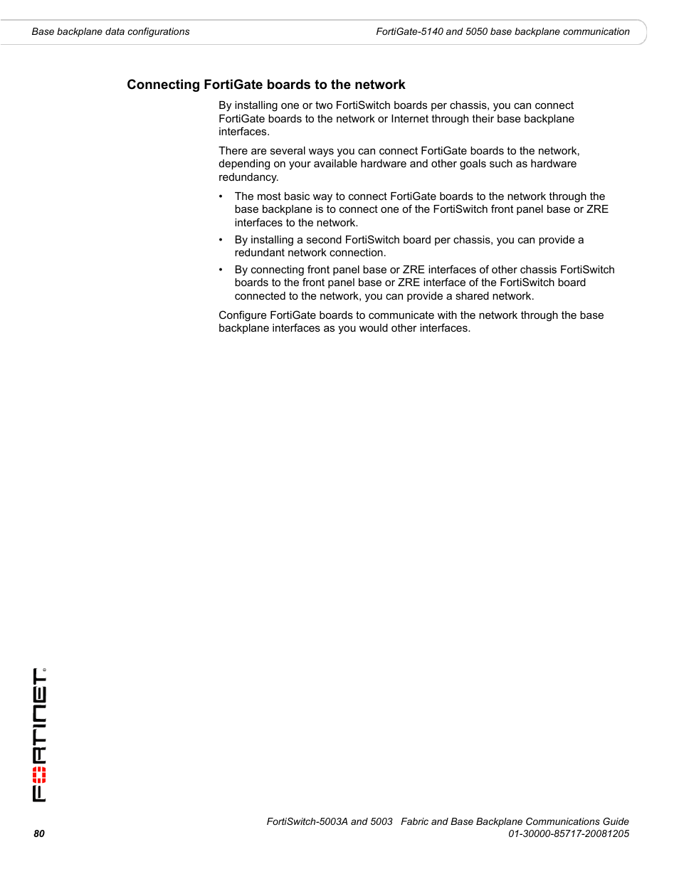 Connecting fortigate boards to the network | Fortinet 5003 User Manual | Page 80 / 128