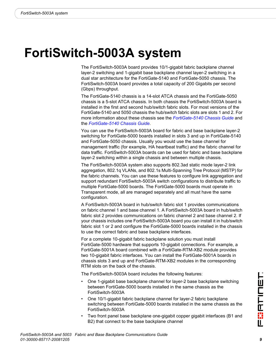 Fortiswitch-5003a system | Fortinet 5003 User Manual | Page 9 / 128