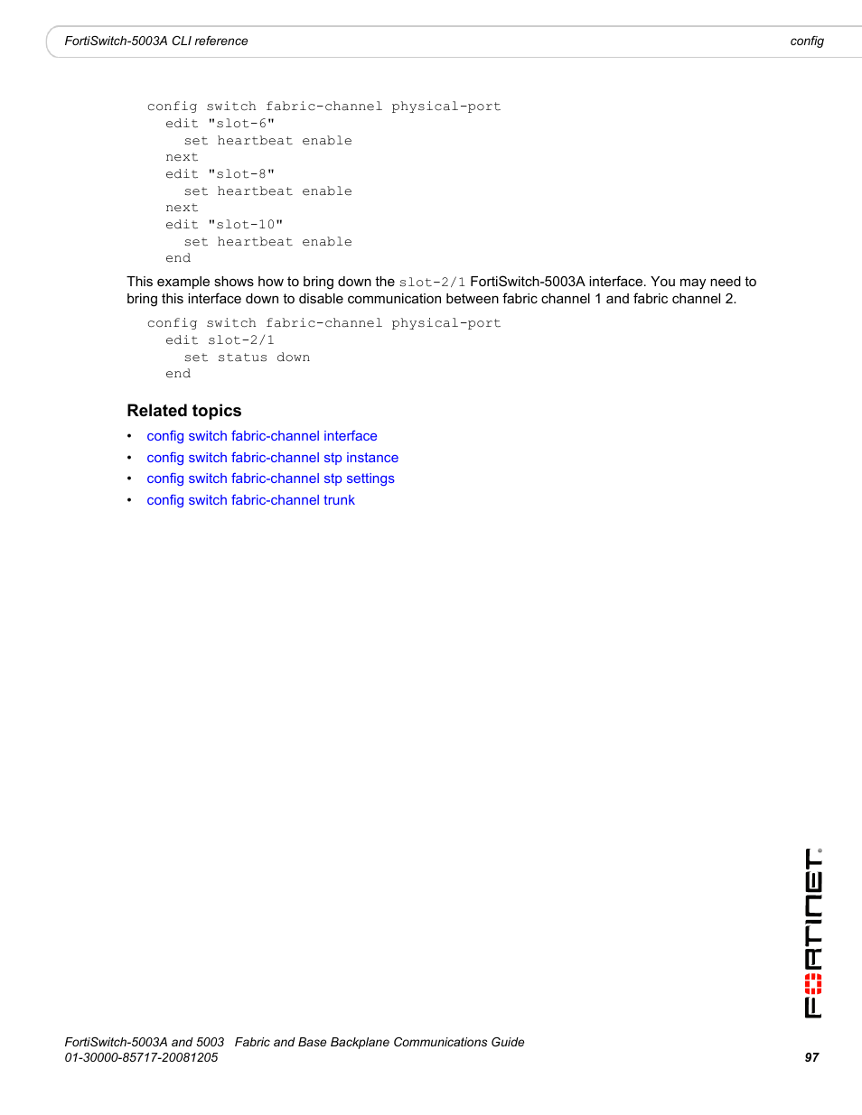 Related topics | Fortinet 5003 User Manual | Page 97 / 128