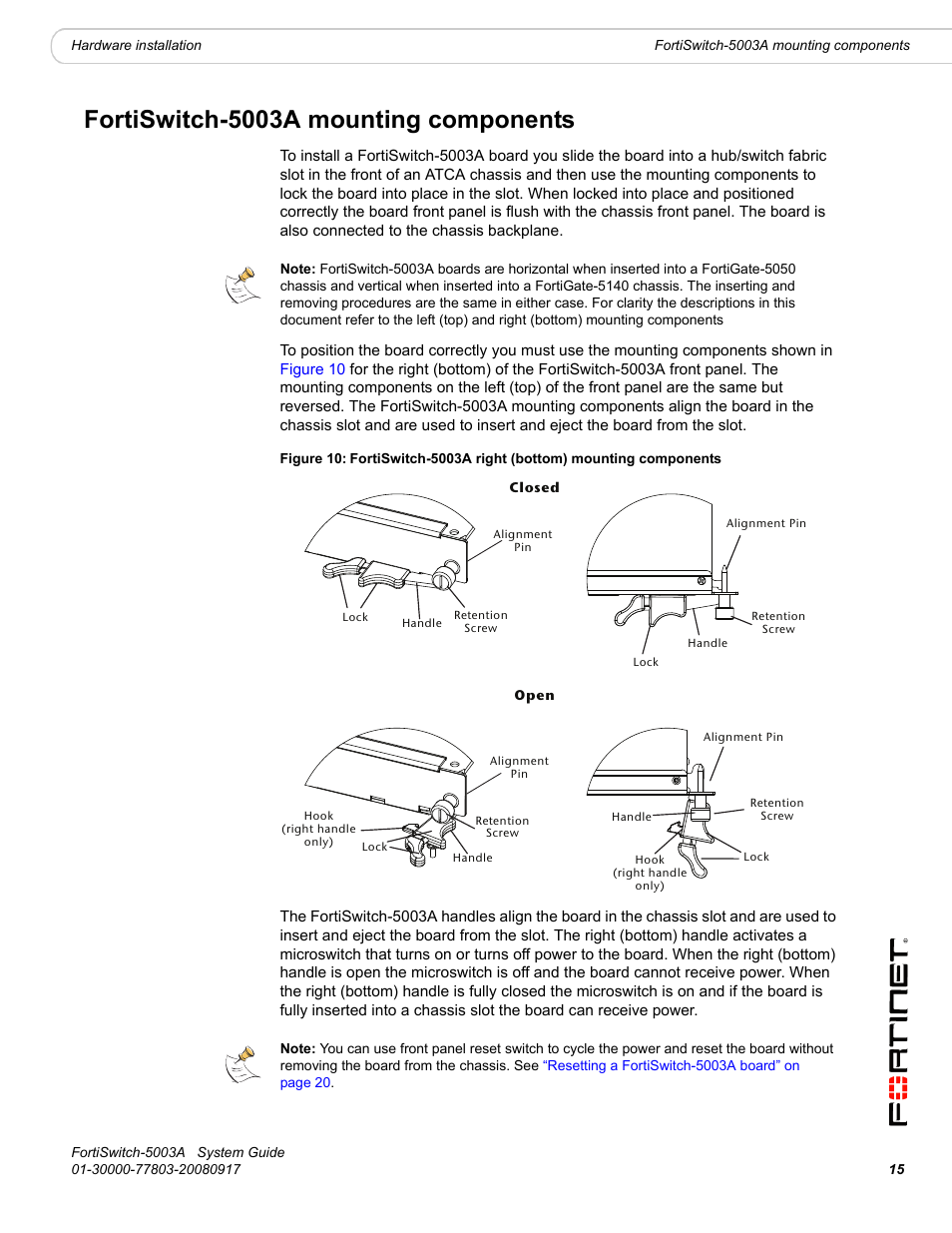 Fortiswitch-5003a mounting components | Fortinet 5003A User Manual | Page 15 / 26