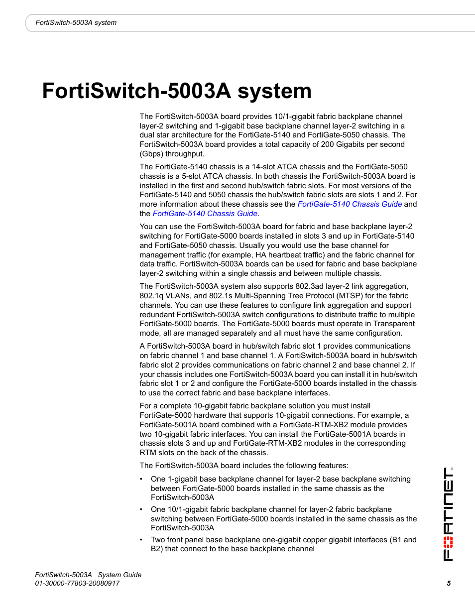 Fortiswitch-5003a system | Fortinet 5003A User Manual | Page 5 / 26