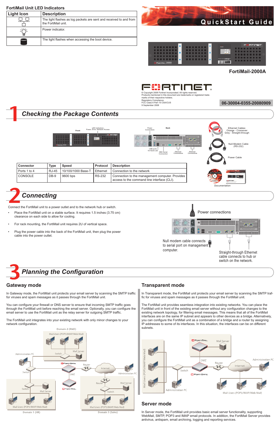 Fortinet FortiMail-2000A User Manual | 2 pages