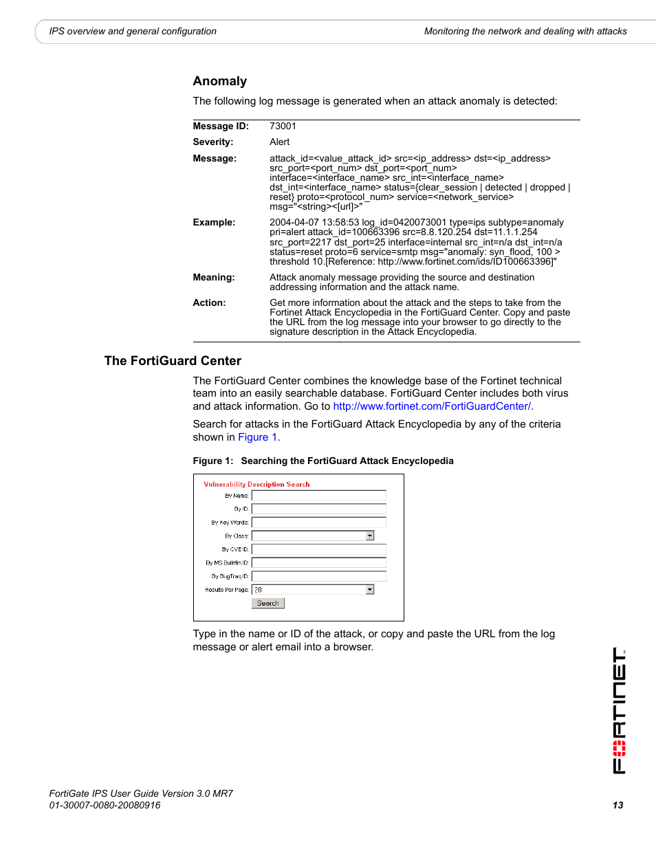 Anomaly, The fortiguard center | Fortinet Network Device IPS User Manual | Page 13 / 62