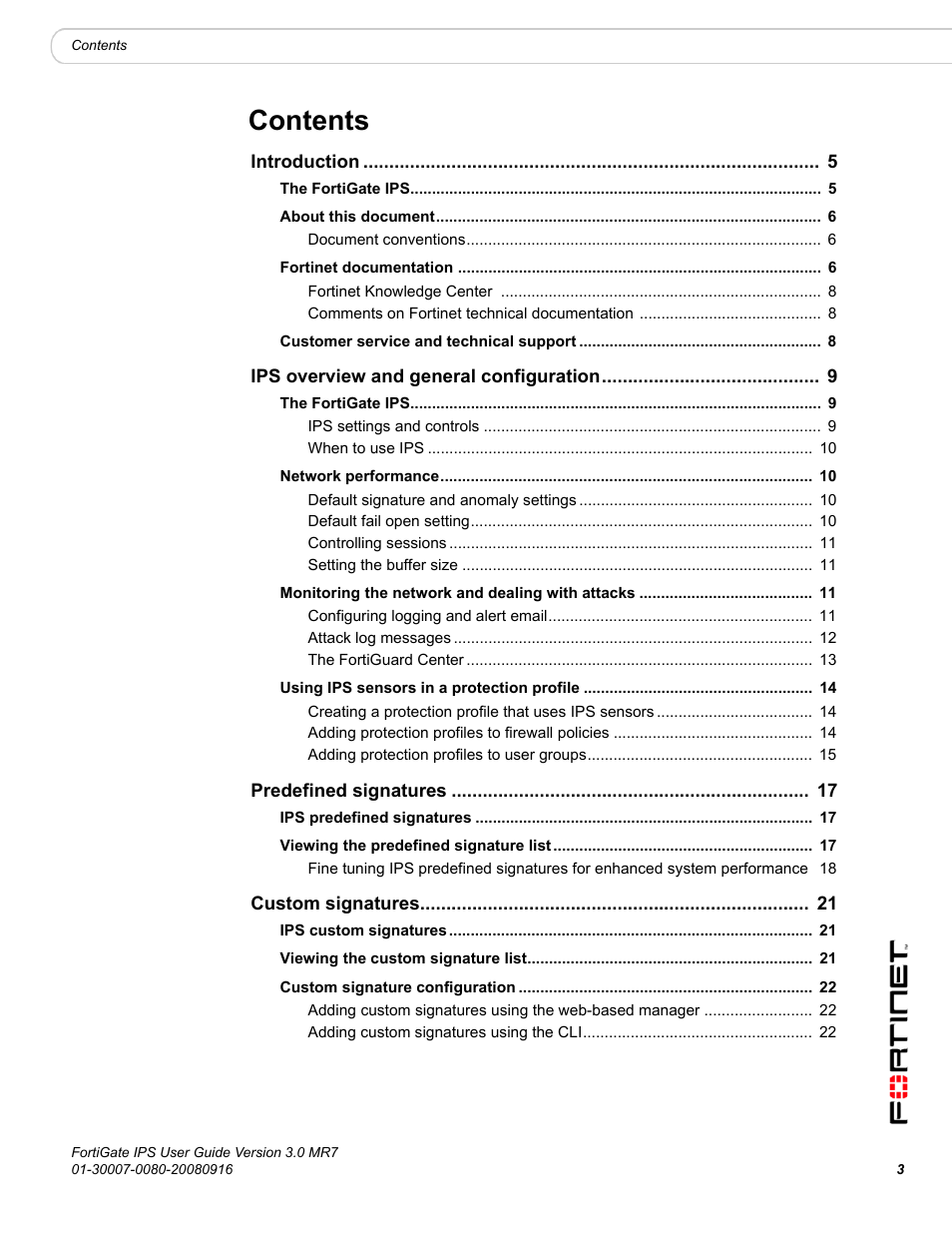 Fortinet Network Device IPS User Manual | Page 3 / 62