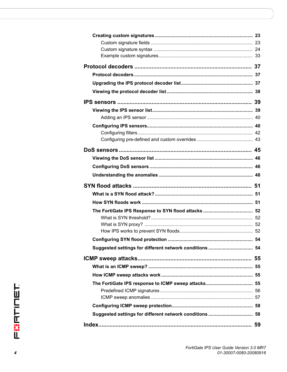 Fortinet Network Device IPS User Manual | Page 4 / 62