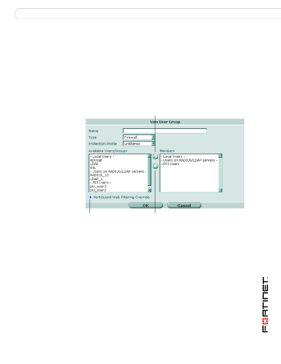 Configuring user groups, Configuring user groups” on | Fortinet FortiGate v3.0 MR7 User Manual | Page 41 / 66