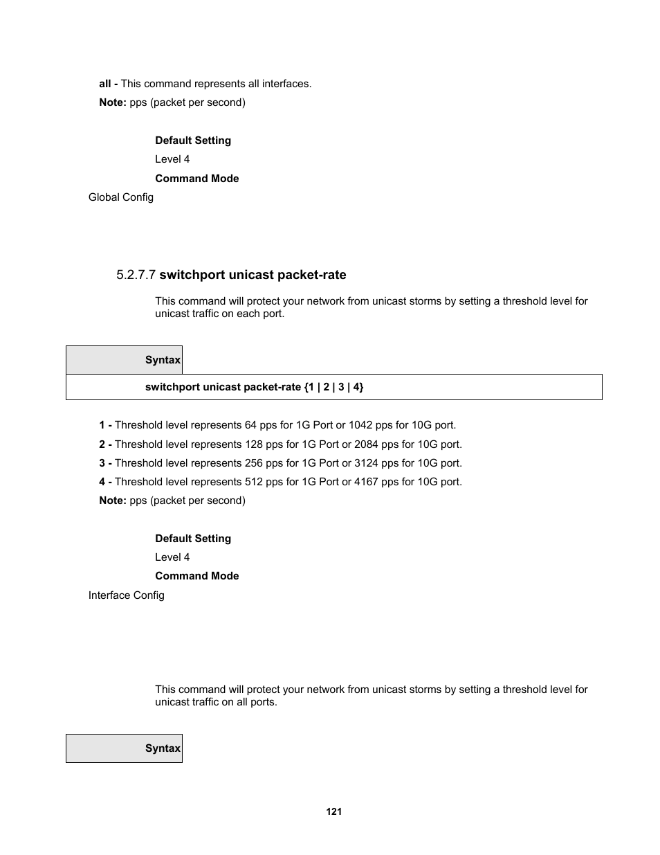 7 switchport unicast packet-rate | Fortinet MR1 User Manual | Page 121 / 640