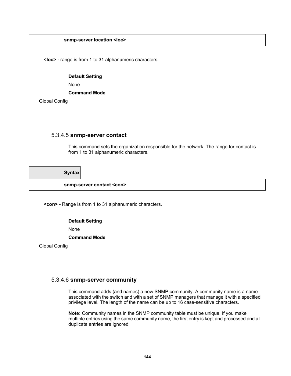 5 snmp-server contact, 6 snmp-server community | Fortinet MR1 User Manual | Page 144 / 640