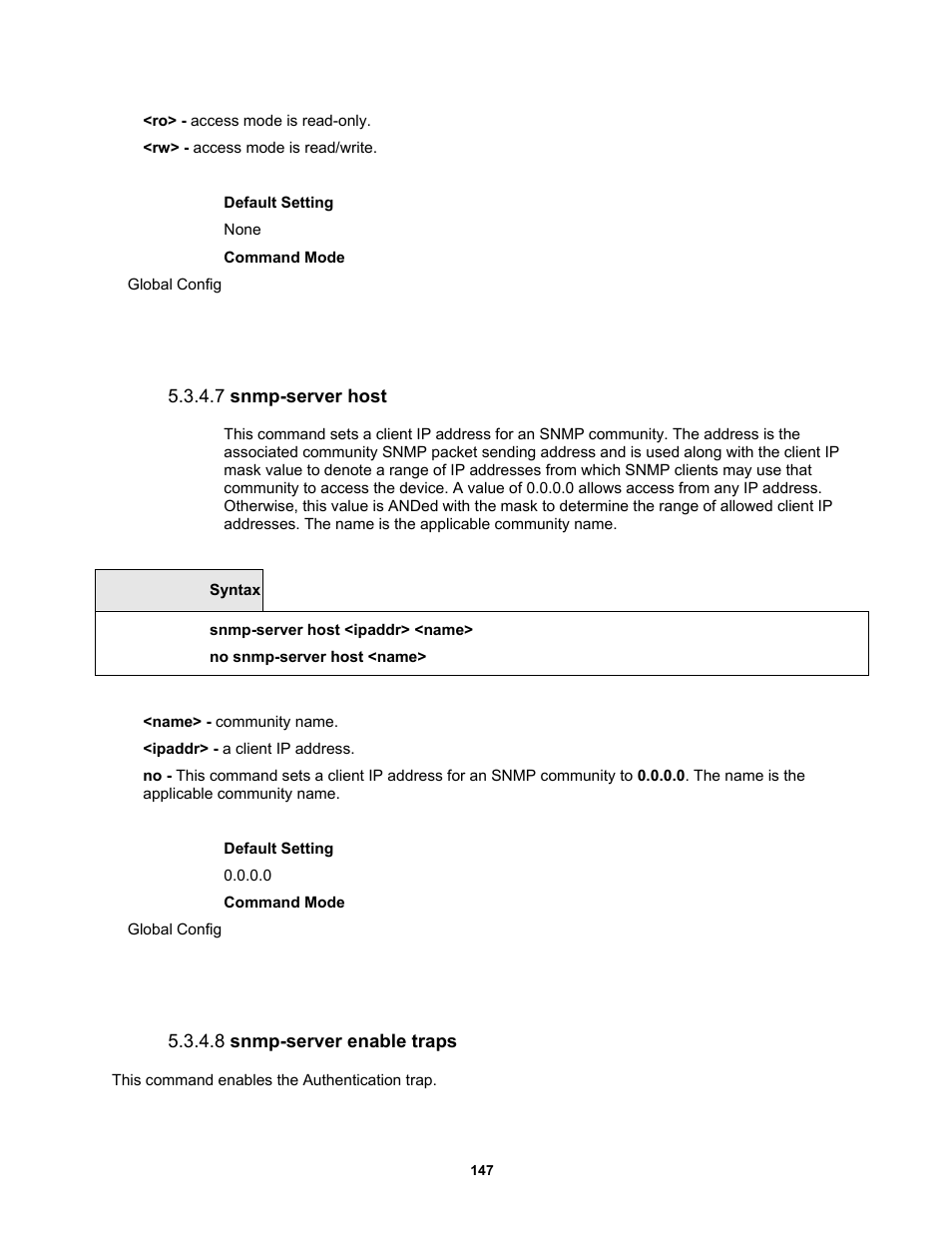 7 snmp-server host, 8 snmp-server enable traps | Fortinet MR1 User Manual | Page 147 / 640