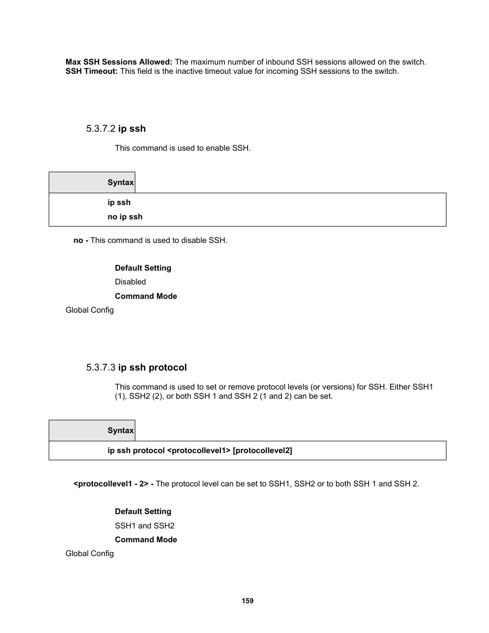 2 ip ssh, 3 ip ssh protocol | Fortinet MR1 User Manual | Page 159 / 640