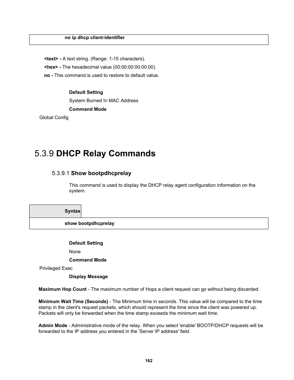 9 dhcp relay commands, 1 show bootpdhcprelay | Fortinet MR1 User Manual | Page 162 / 640