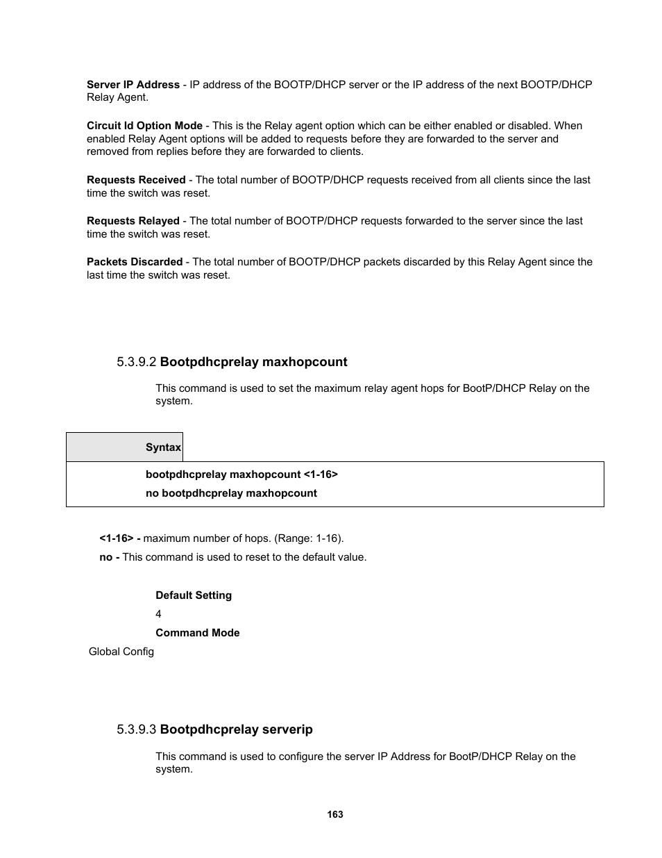 2 bootpdhcprelay maxhopcount, 3 bootpdhcprelay serverip | Fortinet MR1 User Manual | Page 163 / 640