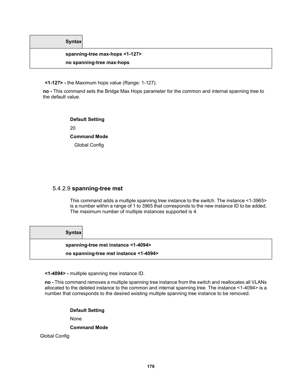 9 spanning-tree mst | Fortinet MR1 User Manual | Page 176 / 640