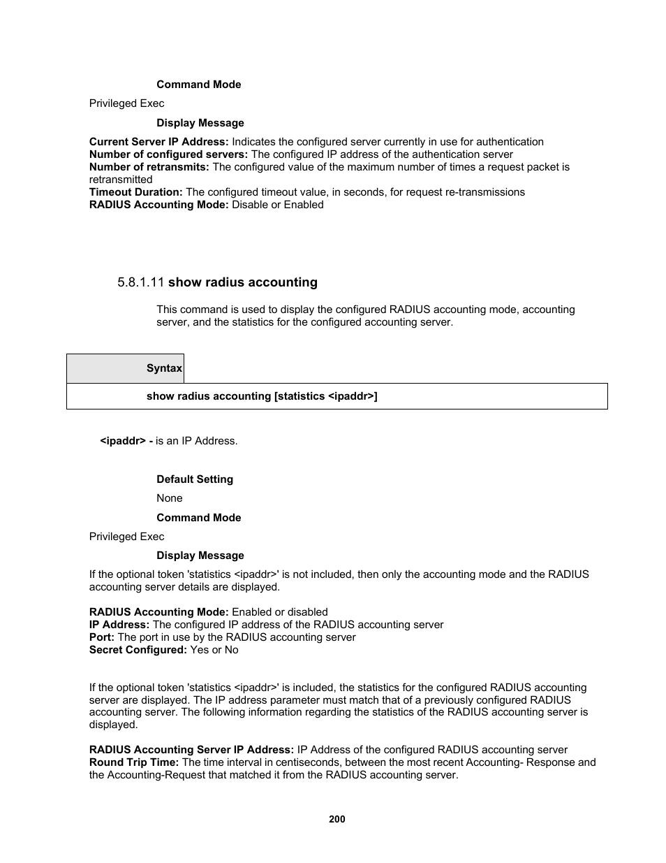 11 show radius accounting | Fortinet MR1 User Manual | Page 200 / 640