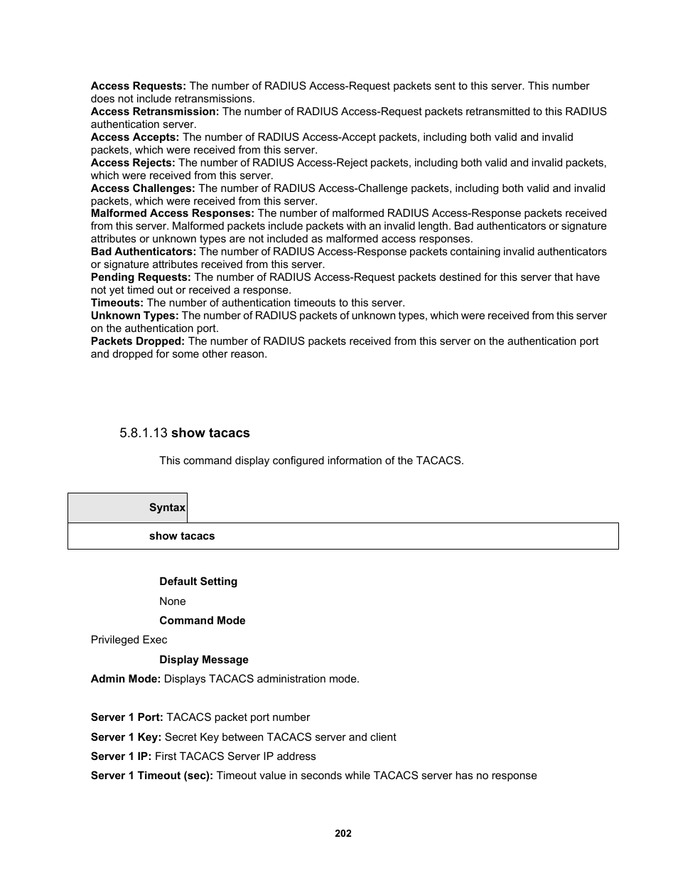 13 show tacacs | Fortinet MR1 User Manual | Page 202 / 640