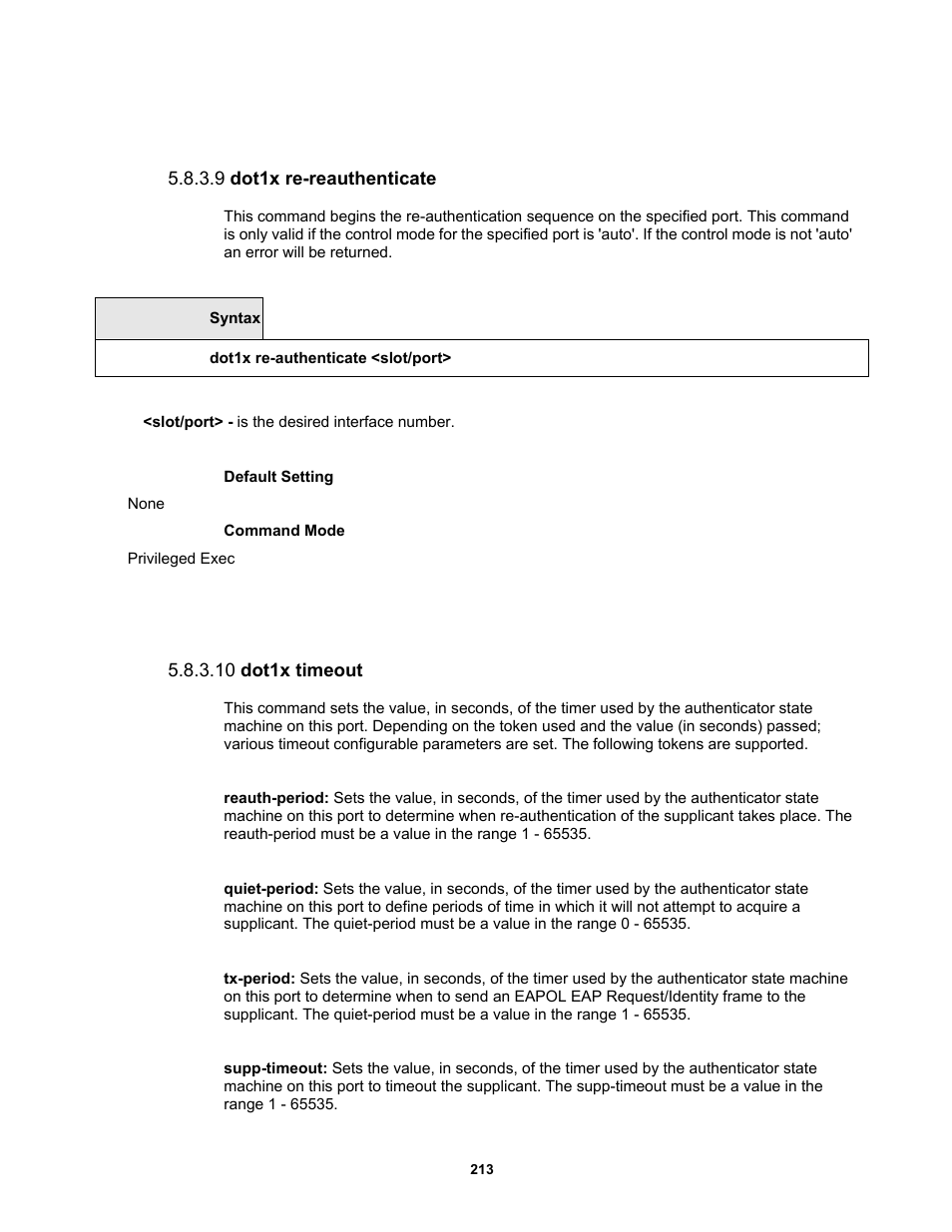 9 dot1x re-reauthenticate, 10 dot1x timeout | Fortinet MR1 User Manual | Page 213 / 640