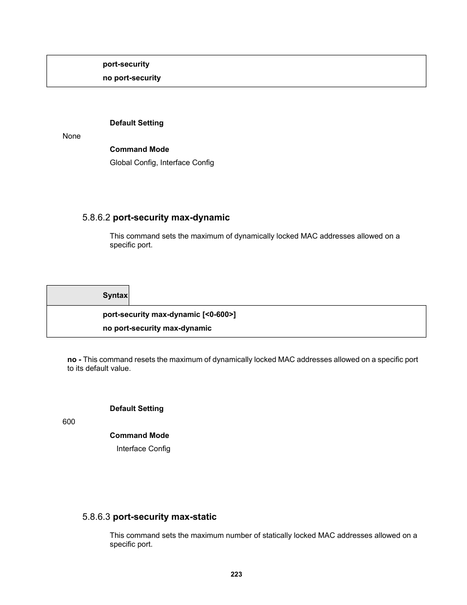 2 port-security max-dynamic, 3 port-security max-static | Fortinet MR1 User Manual | Page 223 / 640