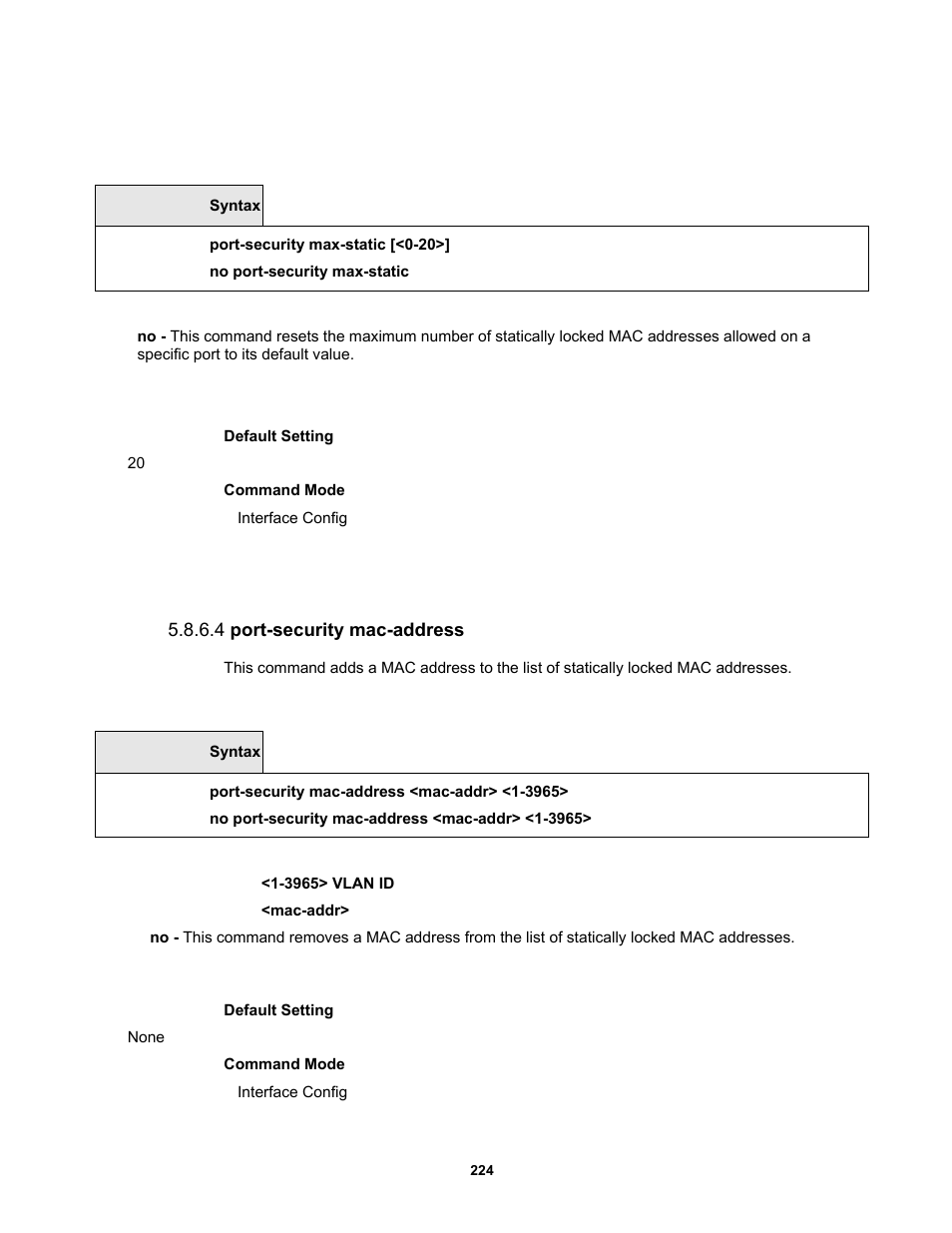 4 port-security mac-address | Fortinet MR1 User Manual | Page 224 / 640