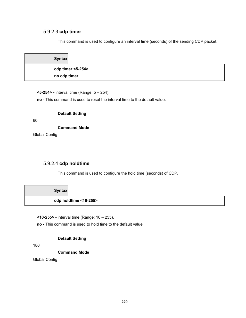 3 cdp timer, 4 cdp holdtime | Fortinet MR1 User Manual | Page 229 / 640