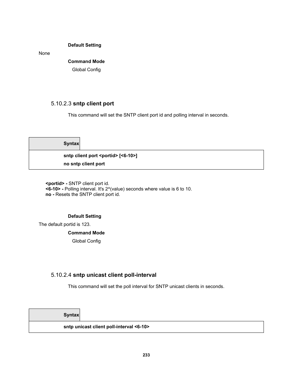 3 sntp client port, 4 sntp unicast client poll-interval | Fortinet MR1 User Manual | Page 233 / 640