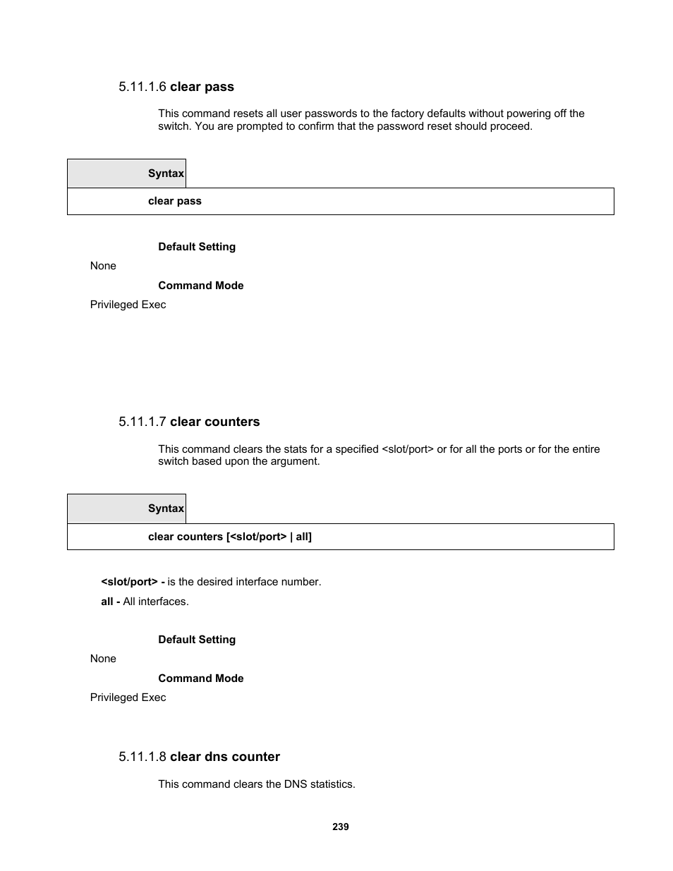 6 clear pass, 7 clear counters, 8 clear dns counter | Fortinet MR1 User Manual | Page 239 / 640