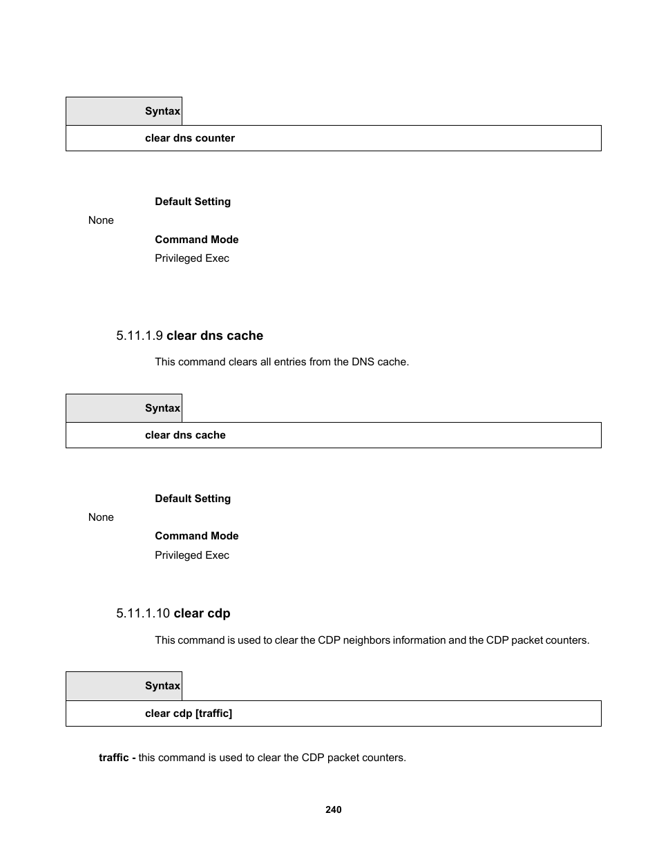 9 clear dns cache, 10 clear cdp | Fortinet MR1 User Manual | Page 240 / 640