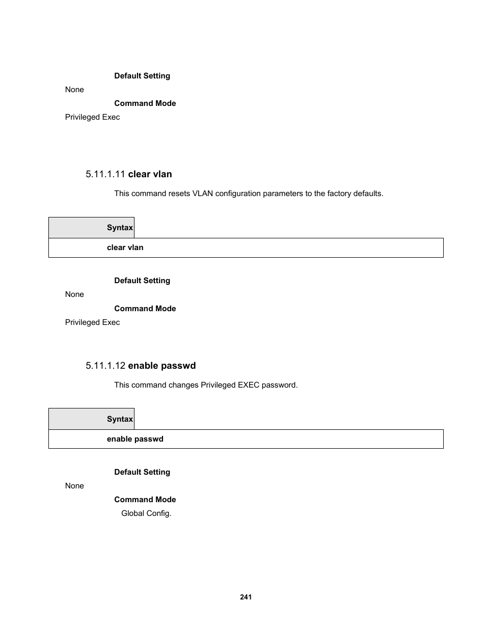 11 clear vlan, 12 enable passwd | Fortinet MR1 User Manual | Page 241 / 640