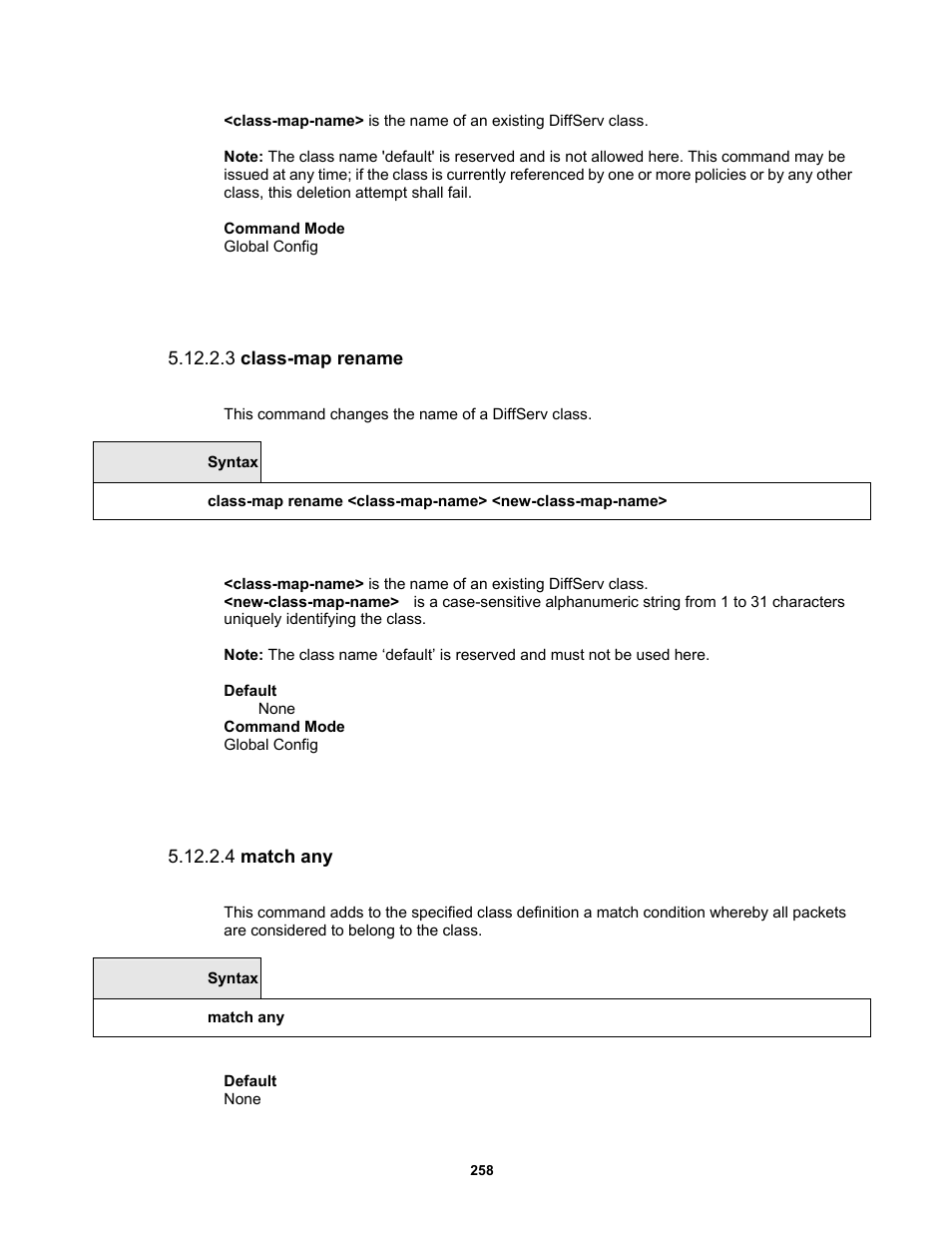 3 class-map rename, 4 match any | Fortinet MR1 User Manual | Page 258 / 640