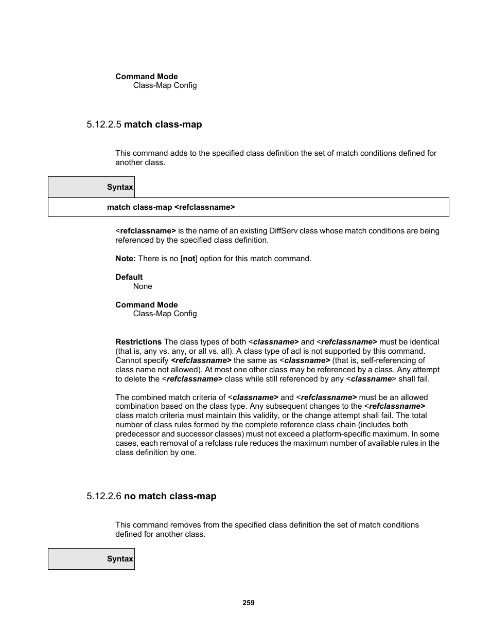 5 match class-map, 6 no match class-map | Fortinet MR1 User Manual | Page 259 / 640