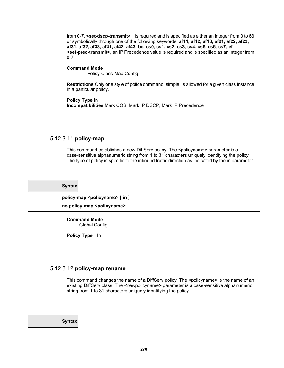 11 policy-map, 12 policy-map rename | Fortinet MR1 User Manual | Page 270 / 640