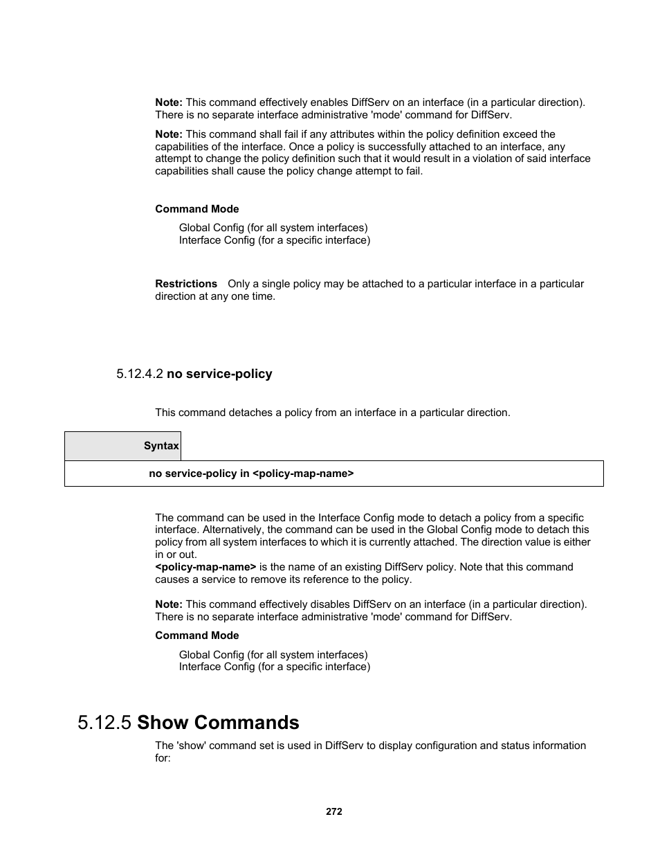 2 no service-policy, 5 show commands | Fortinet MR1 User Manual | Page 272 / 640