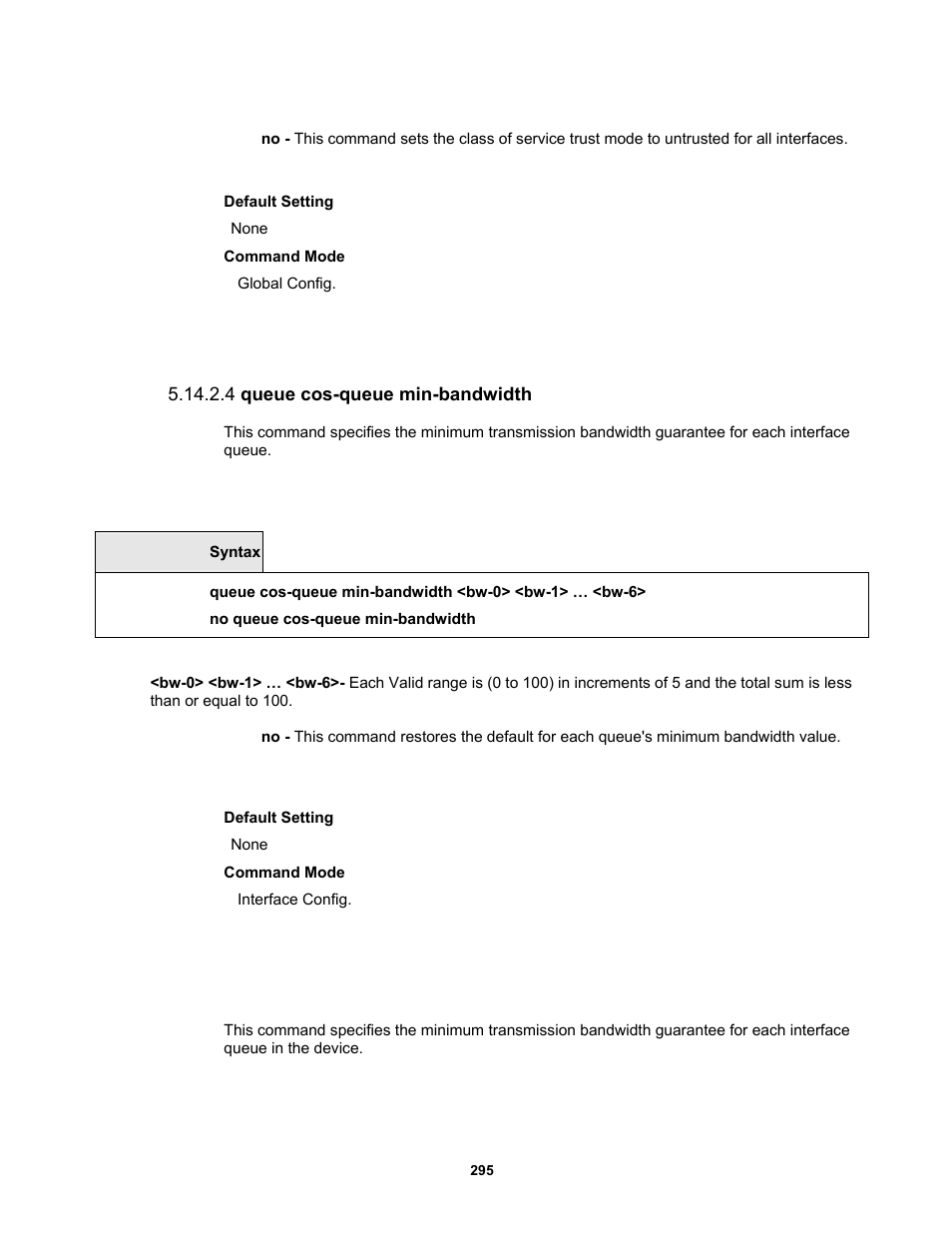 4 queue cos-queue min-bandwidth | Fortinet MR1 User Manual | Page 295 / 640