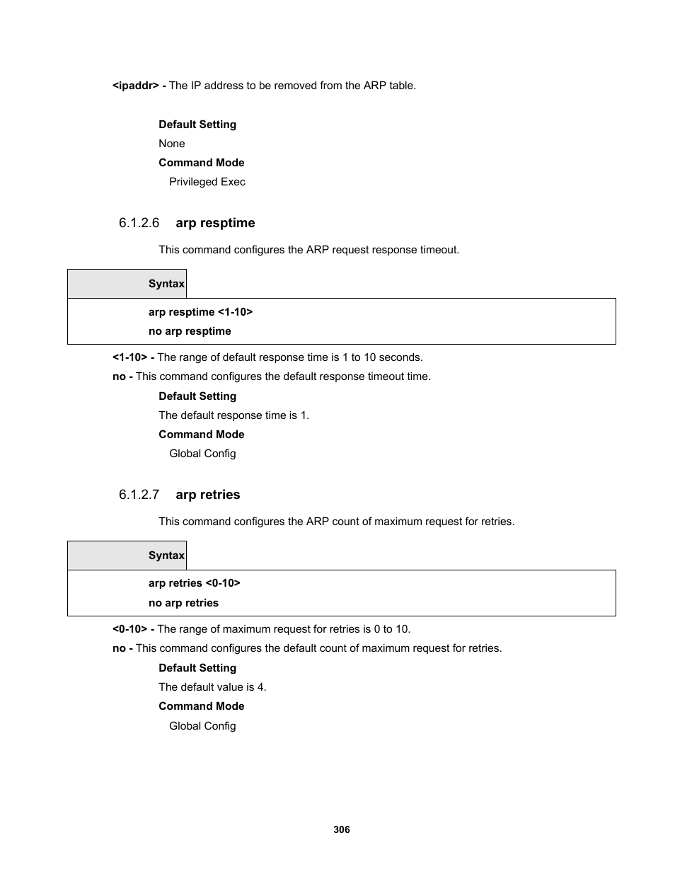 6 arp resptime, 7 arp retries | Fortinet MR1 User Manual | Page 306 / 640