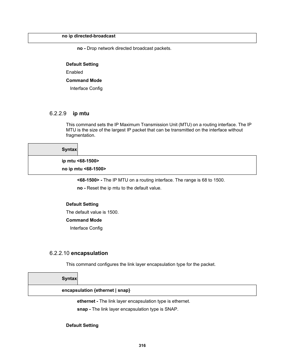 9 ip mtu, 10 encapsulation | Fortinet MR1 User Manual | Page 316 / 640