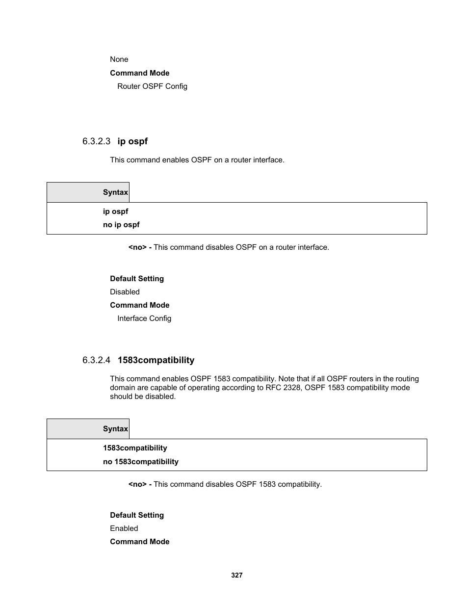 3 ip ospf, 4 1583compatibility | Fortinet MR1 User Manual | Page 327 / 640