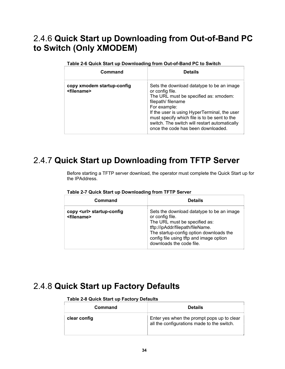 7 quick start up downloading from tftp server, 8 quick start up factory defaults | Fortinet MR1 User Manual | Page 34 / 640
