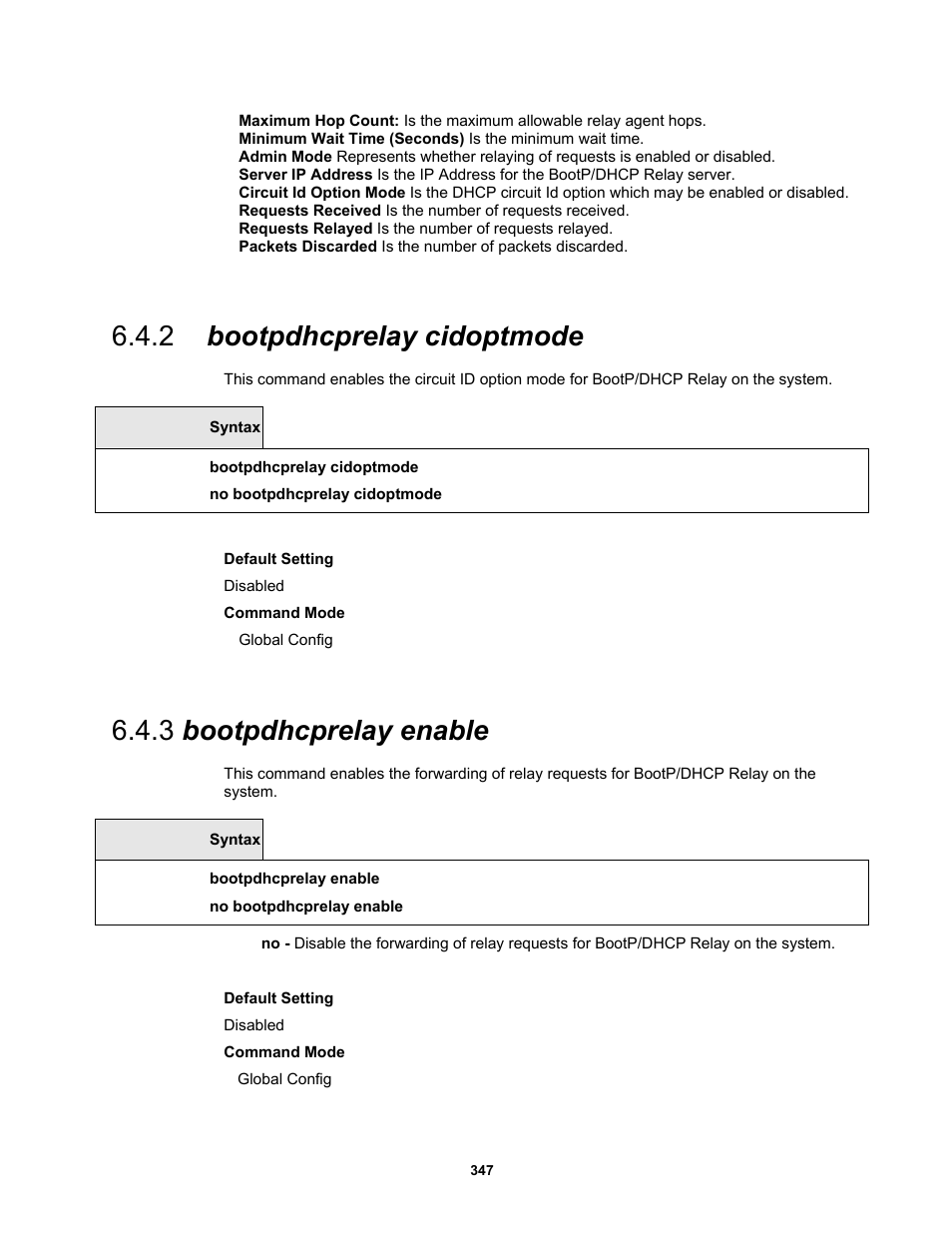 2 bootpdhcprelay cidoptmode, 3 bootpdhcprelay enable | Fortinet MR1 User Manual | Page 347 / 640