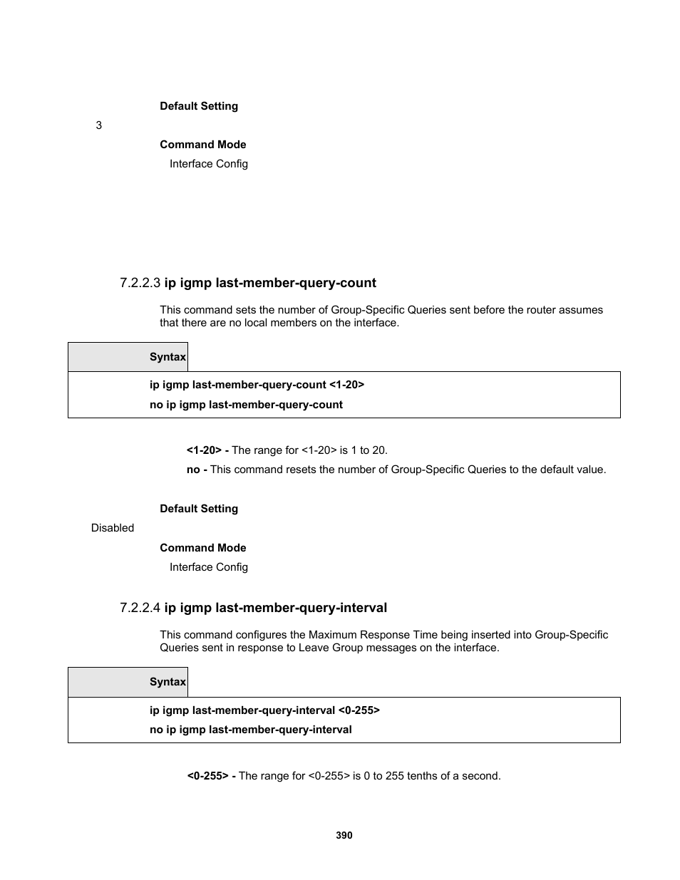 3 ip igmp last-member-query-count, 4 ip igmp last-member-query-interval | Fortinet MR1 User Manual | Page 390 / 640