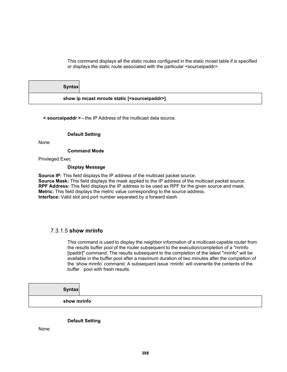 5 show mrinfo | Fortinet MR1 User Manual | Page 398 / 640