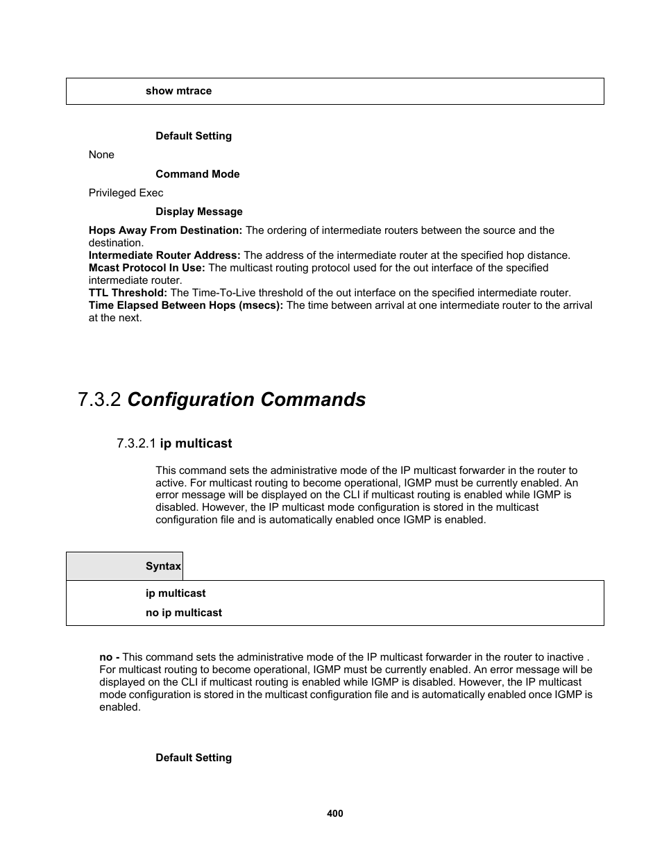 2 configuration commands, 1 ip multicast | Fortinet MR1 User Manual | Page 400 / 640