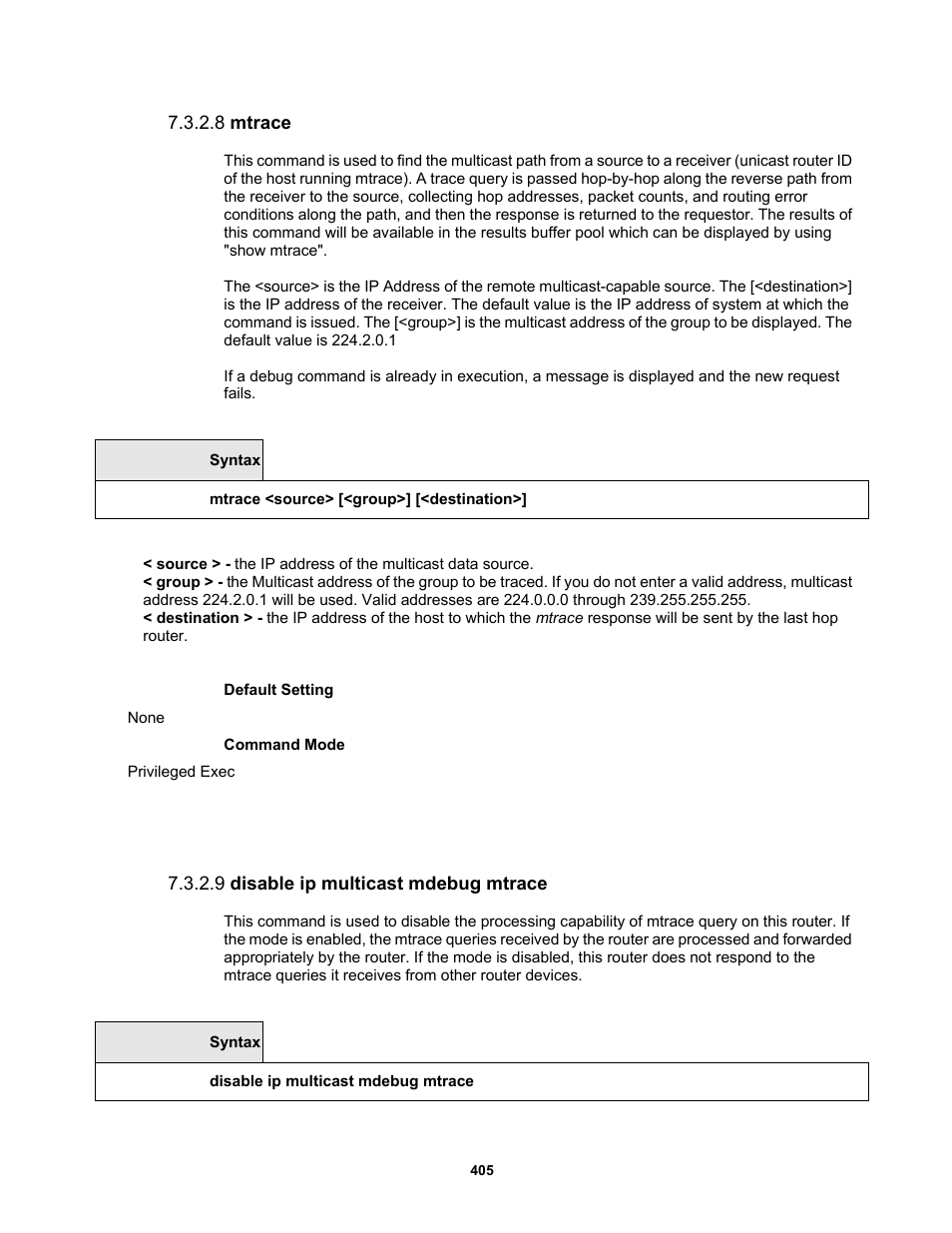 8 mtrace, 9 disable ip multicast mdebug mtrace | Fortinet MR1 User Manual | Page 405 / 640